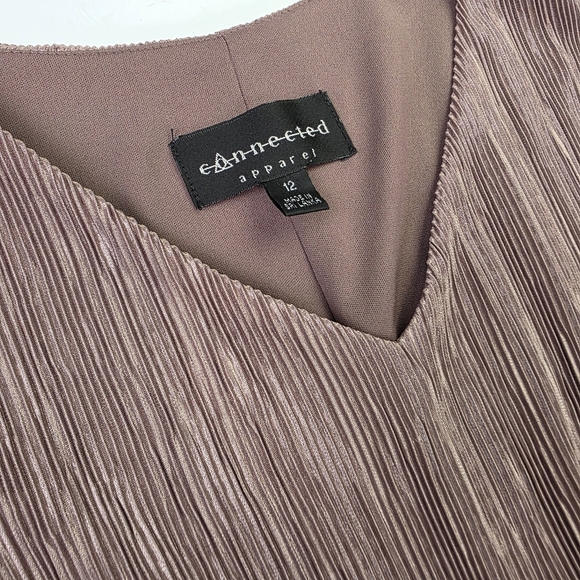 Connected Elegant Color block Mauve Pleated Dress Sz 12 - Picture 5 of 14